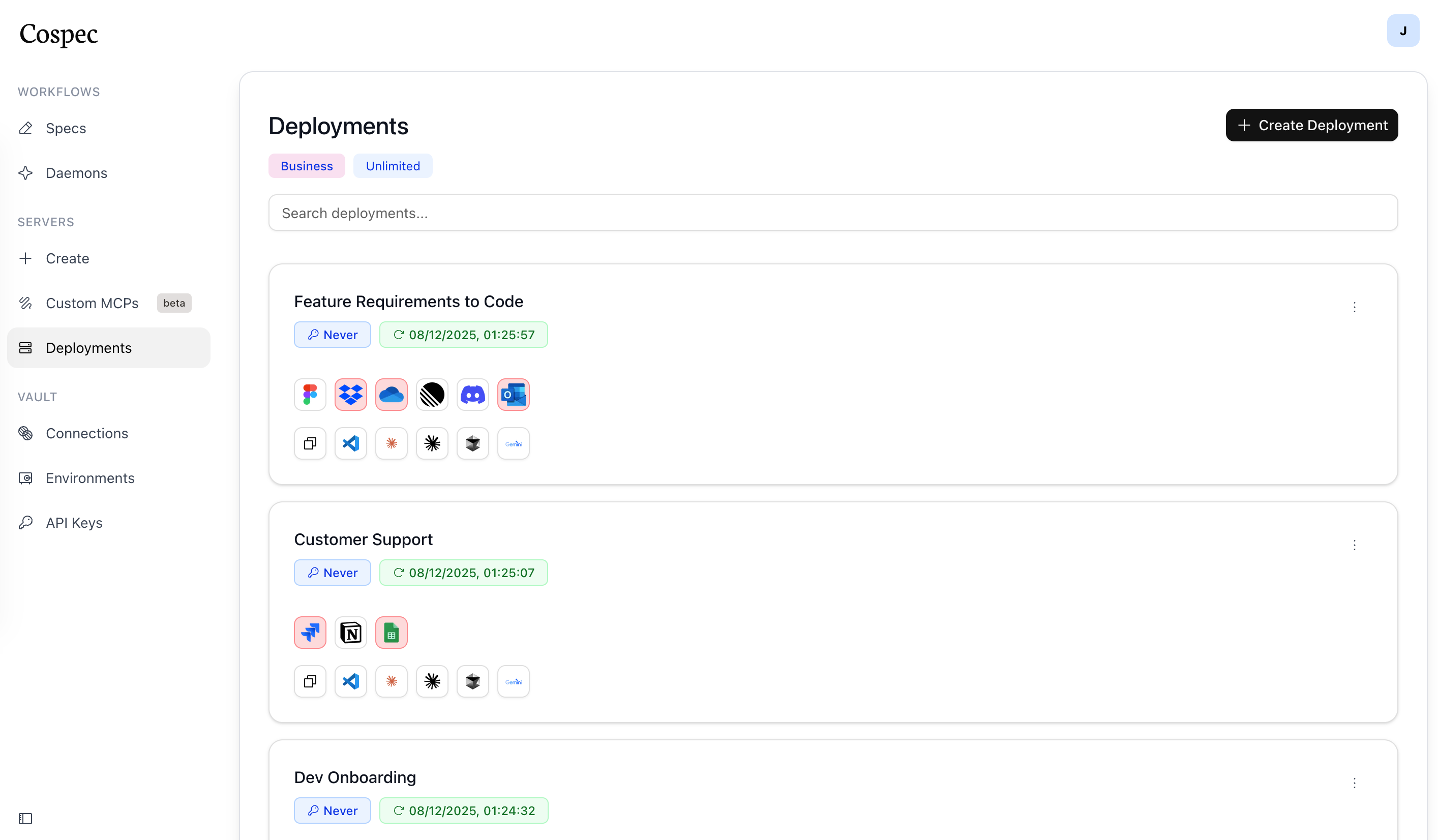Cospec platform